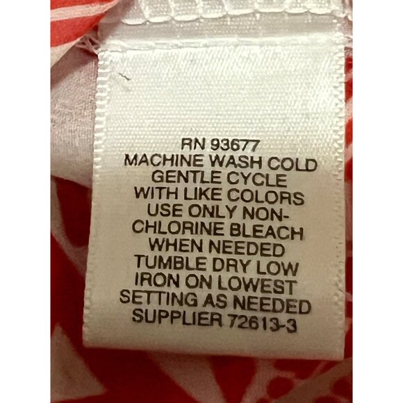 Liz Claiborne Petite PM Red White Sleeveless Printed Wrap Sheer Lightweight - Picture 3 of 14